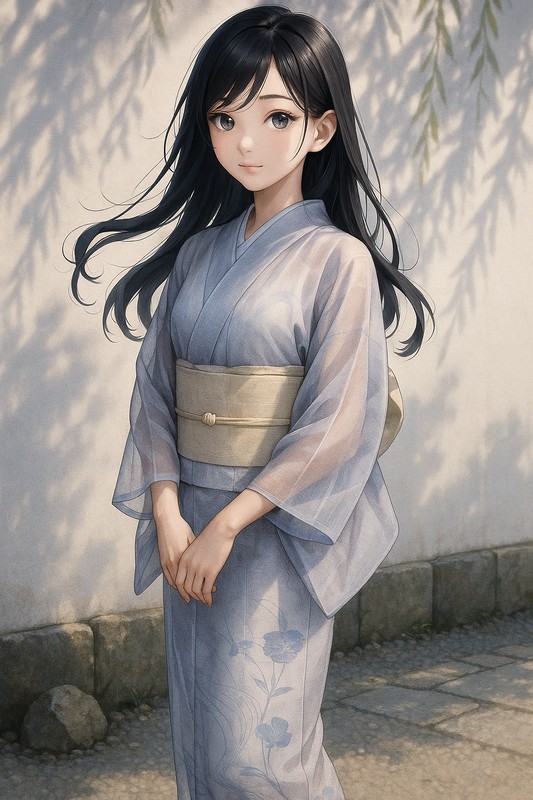 夏着物(絽・紗)のイラスト|AI用プロンプト