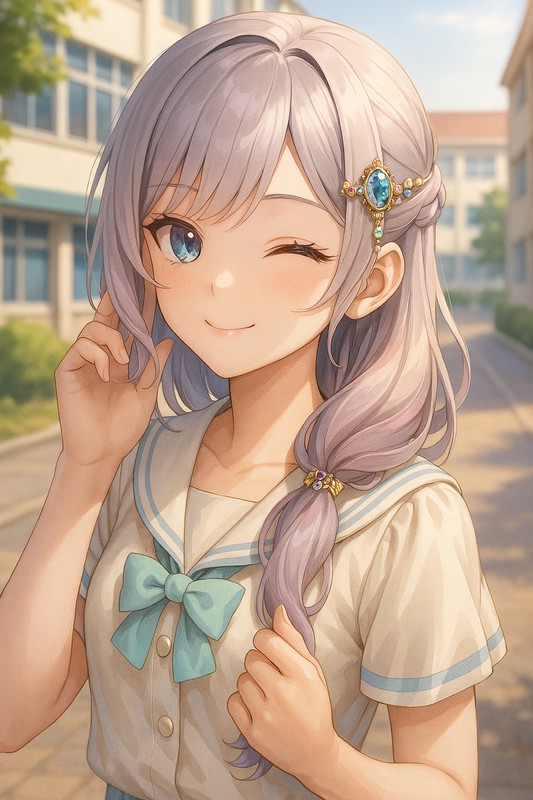 ジュエルヘアピンのAIイラスト|プロンプト例