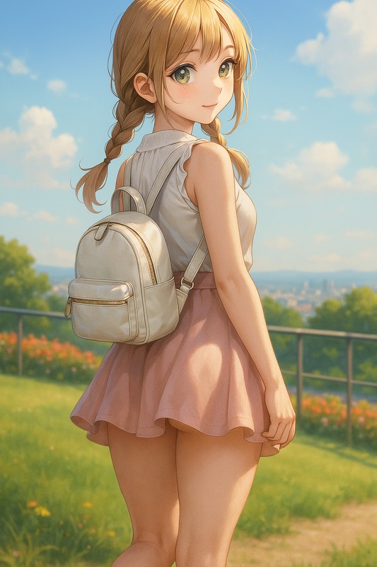 ミニリュックの美少女のプロンプト紹介|AIイラスト