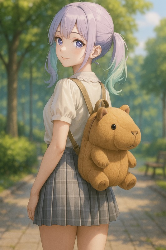 動物リュックの美少女のプロンプト紹介|AIイラスト