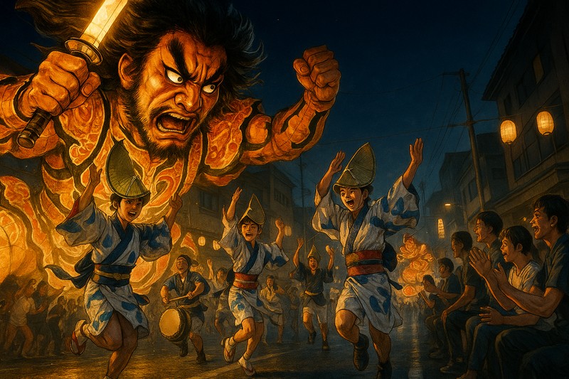 青森ねぶた祭、夜の武者絵のプロンプト|AI作例