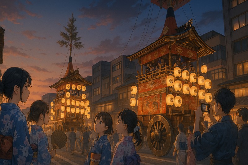 祇園祭(京都)の山鉾巡行のAIプロンプト作例
