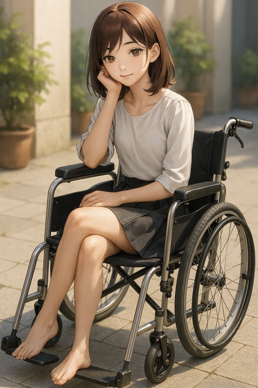 車椅子に座る美少女|AIプロンプト紹介