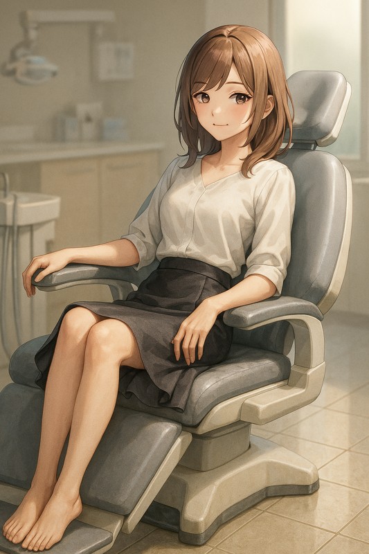 歯医者のチェアに座る美少女|AIプロンプト紹介