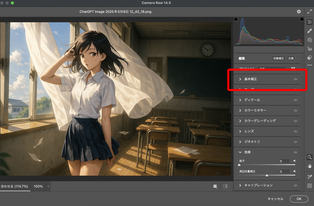Photoshop Camera Rawのホワイトバランス調整項目のインターフェース-1
