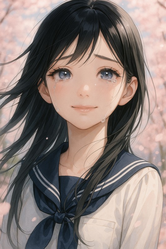 女の子の魅力的な唇(真一文字の口)のAIイラスト作例