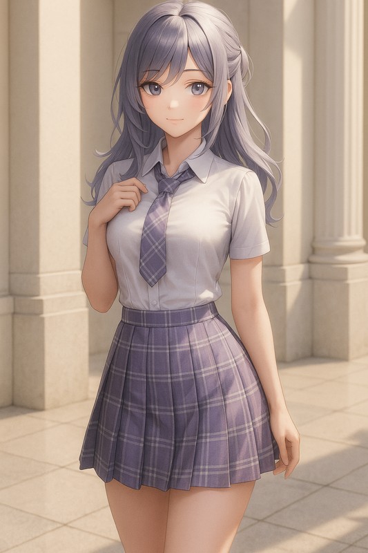 ライラックシルバー｜プレイド柄のスカート