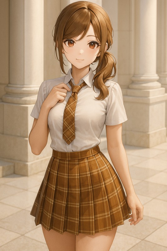 シナモンキャメル｜プレイド柄のスカート