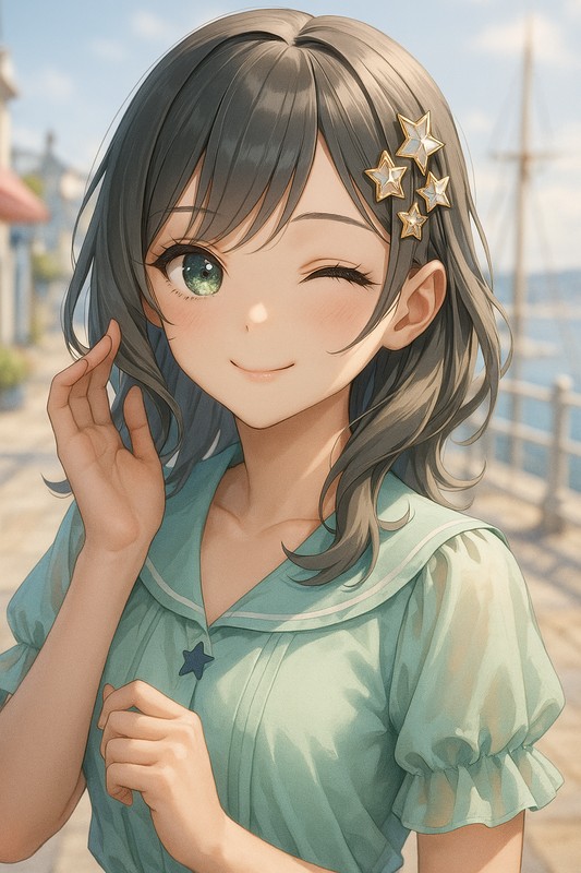 星形ヘアアクセサリーのAIイラスト|プロンプト例
