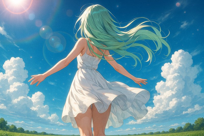 後ろ姿を再現した美少女イラスト作例|AI画像