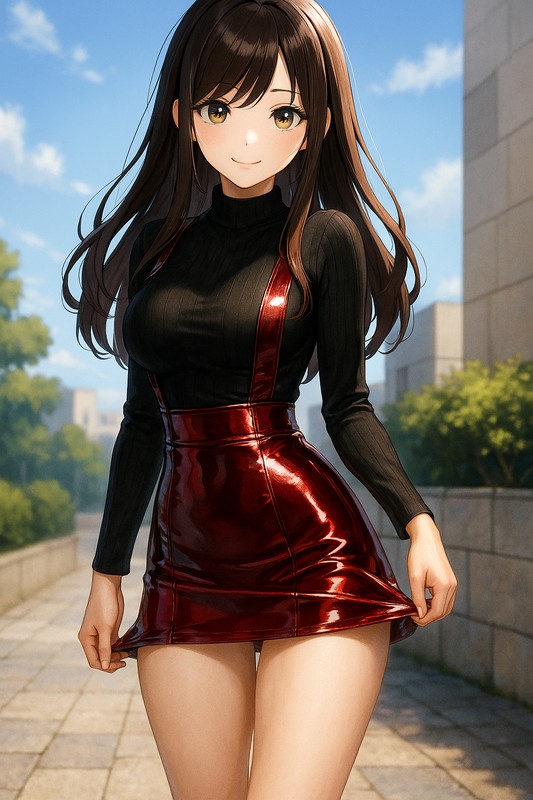 エナメルジャンパースカートの美少女イラスト|AI画像