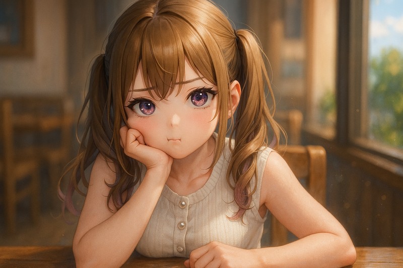 上目遣いでこちらを見つめる美少女のAI作例|視線と雰囲気の比較