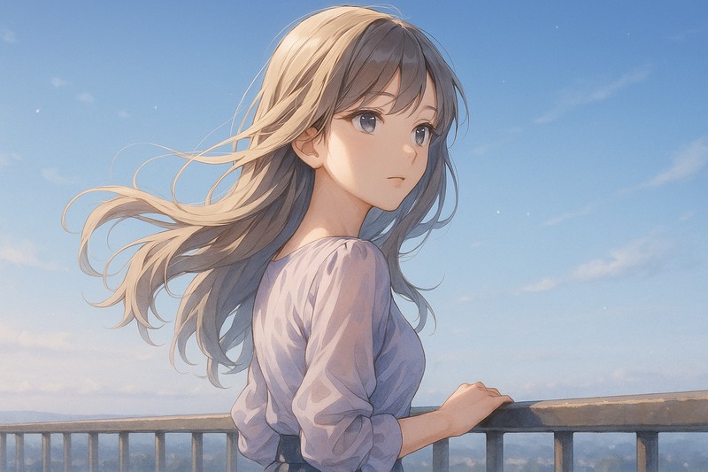 遠くを見つめる美少女のAIイラスト作例|視線と雰囲気の比較