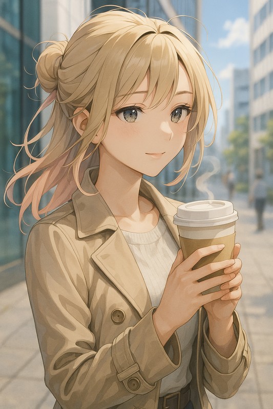 テイクアウト用の紙コップを持つ美少女AIイラスト｜プロンプト紹介