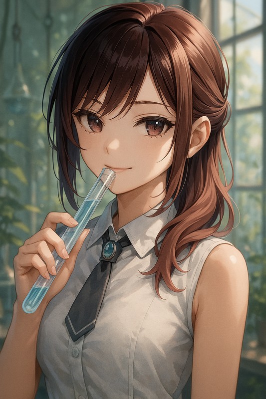 試験管を持つ美少女AIイラスト｜プロンプト紹介