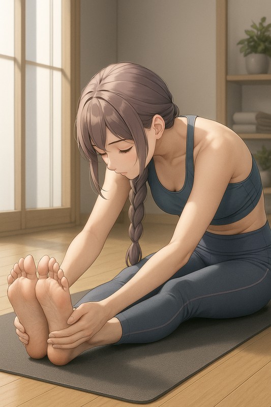 座位前屈のポーズのAIイラスト|ヨガポーズのプロンプト