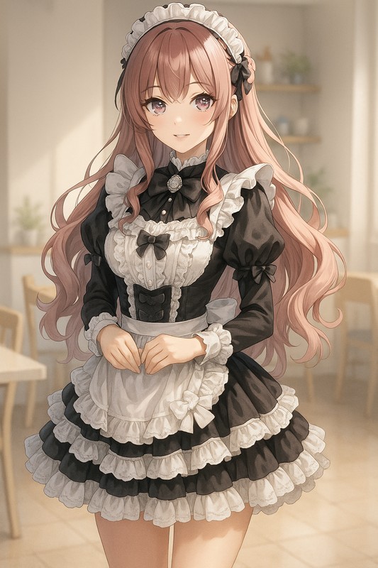 フリル/ラッフルメイド服|AI画像プロンプト紹介