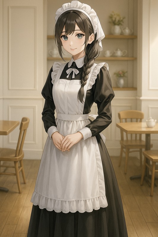 ロング丈メイド服|AI画像プロンプト紹介