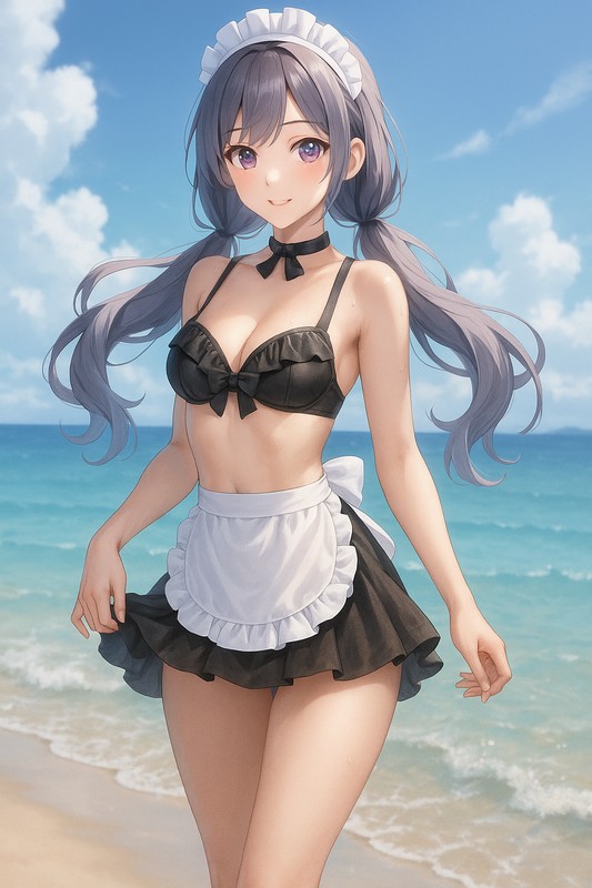 水着メイド服|AI画像プロンプト紹介