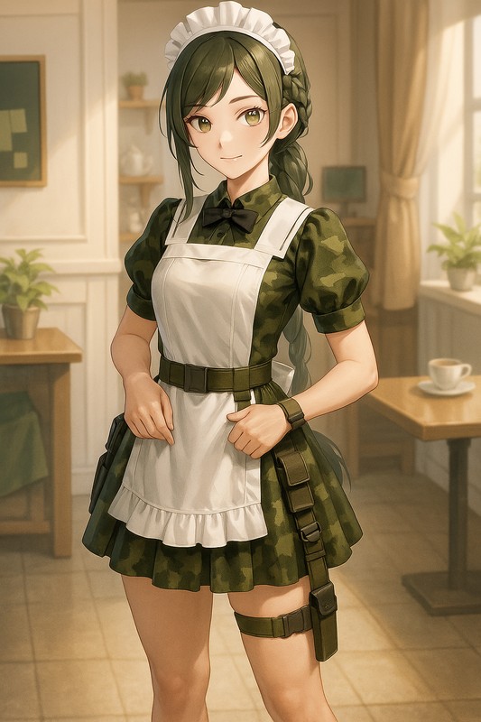 ミリタリーメイド服|AI画像プロンプト紹介
