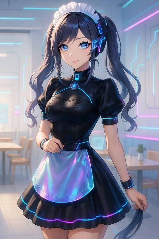 サイバーメイド服|AI画像プロンプト紹介