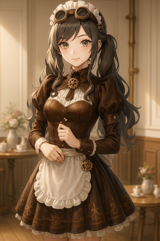 スチームパンクメイド服|AI画像プロンプト紹介
