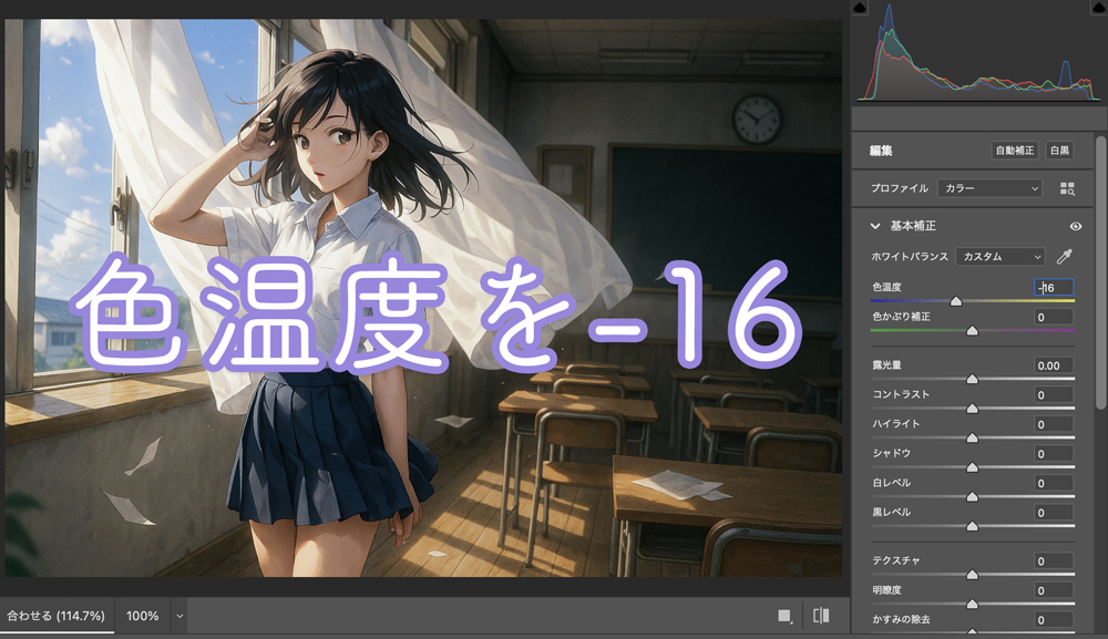 PhotoshopのCamera Rawを使ってホワイトバランスを調整
