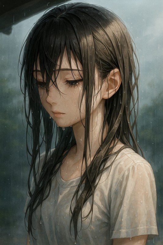 濡れた髪のプロンプト|AI画像