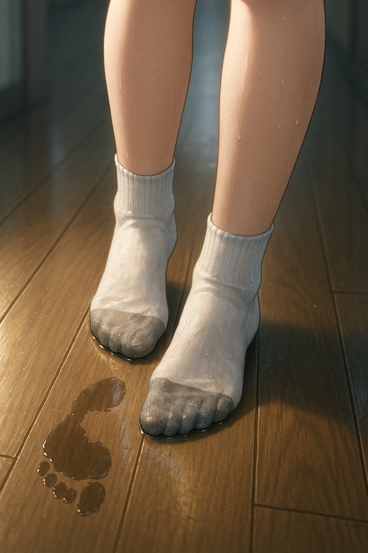 濡れた足元・靴下のプロンプト|AI画像