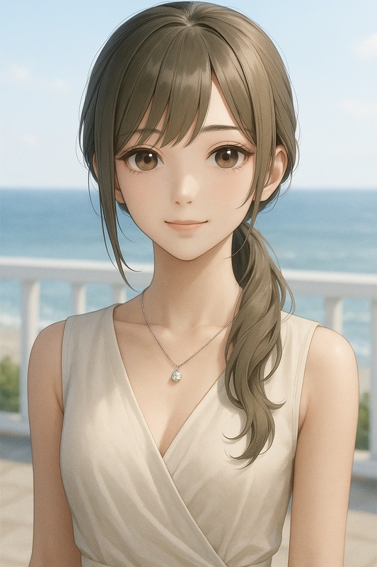 一粒ダイヤネックレスのAIイラスト|プロンプト紹介