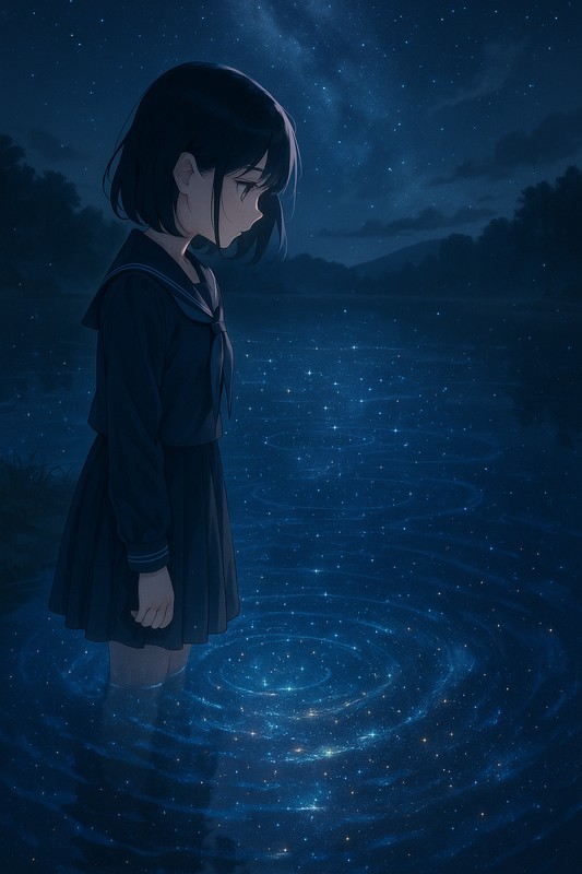 光の粒子を映した水のプロンプト|AI画像