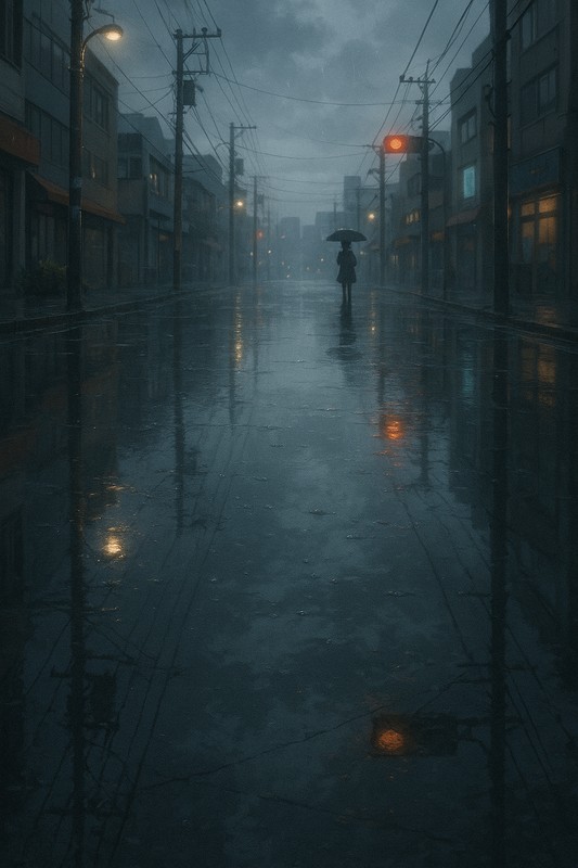 濡れたアスファルトのプロンプト|AI画像