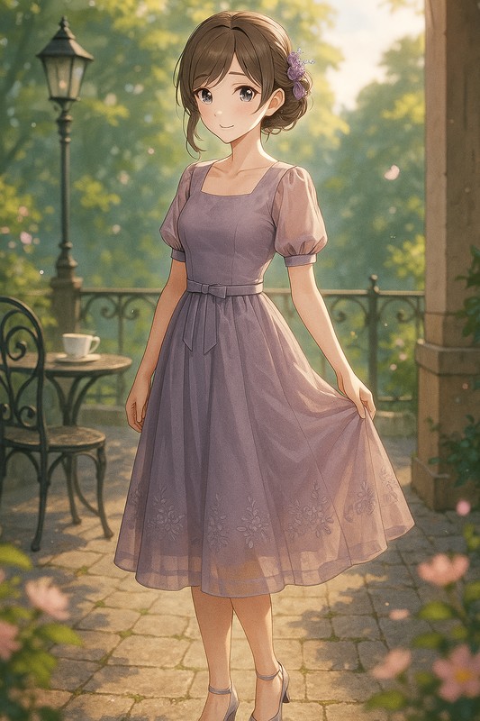 ミモレドレスの再現プロンプト|AI画像
