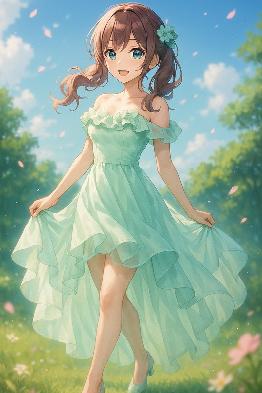 ハイローヘムドレスの再現プロンプト|AI画像