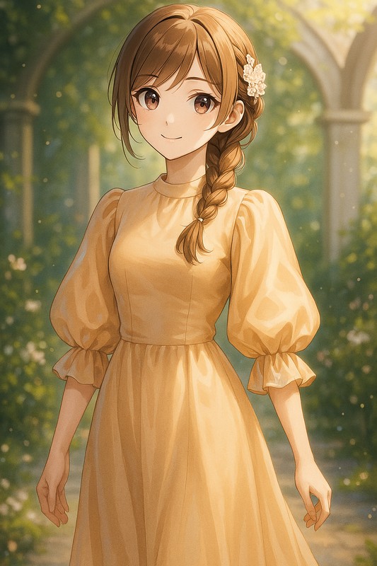バルーンスリーブドレスの再現プロンプト|AI画像