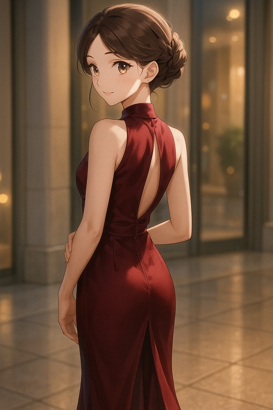 バックスリットドレスの再現プロンプト|AI画像