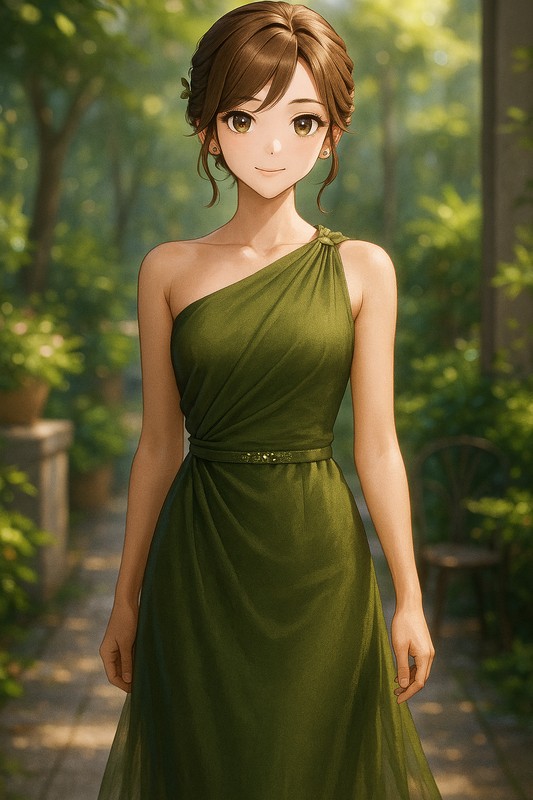 ワンショルダードレスの再現プロンプト|AI画像