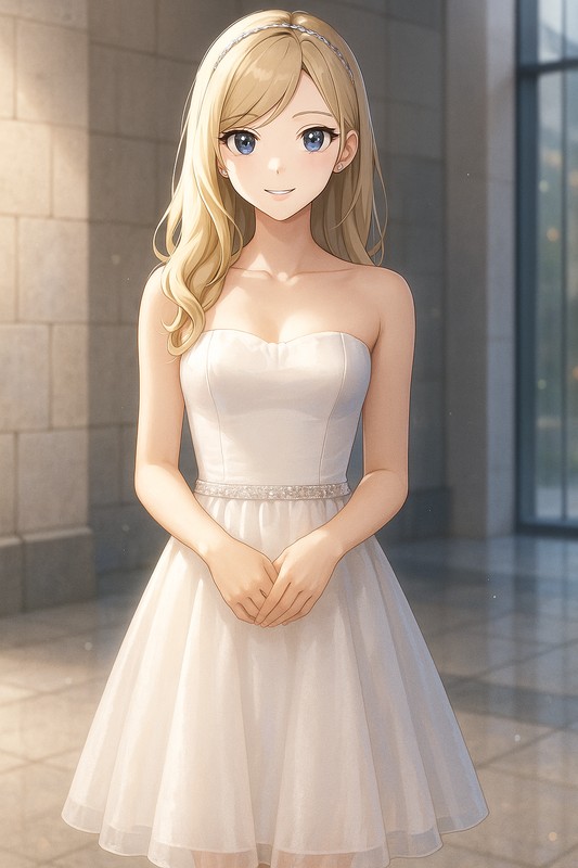 ストラップレスドレスの再現プロンプト|AI画像