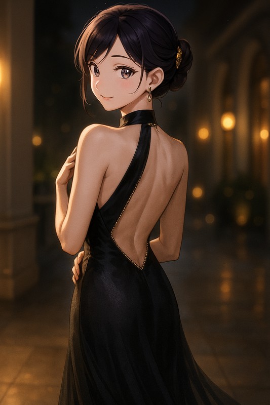 バックオープンドレスの再現プロンプト|AI画像