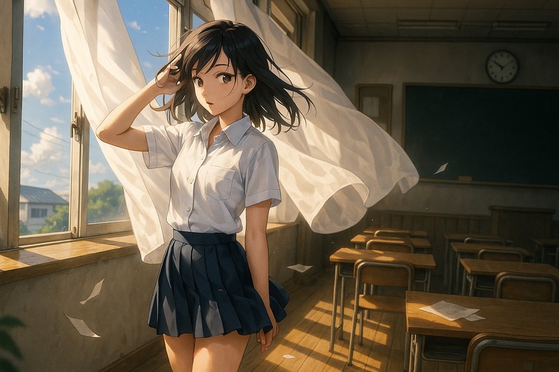 画像生成AIで作成した制服美少女のイラスト例