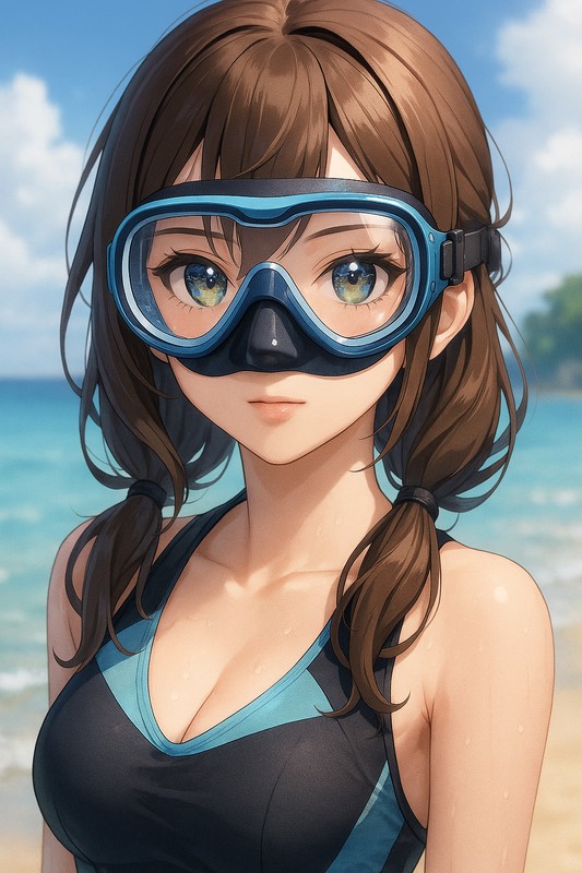水中ゴーグルのAIイラスト|プロンプト紹介