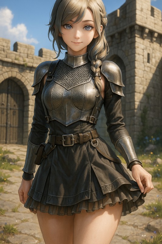 ファンタジージャンパースカートの美少女イラスト|AI画像