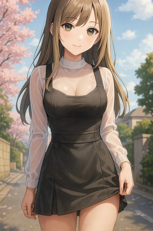 透けインナージャンパースカートの美少女イラスト|AI画像