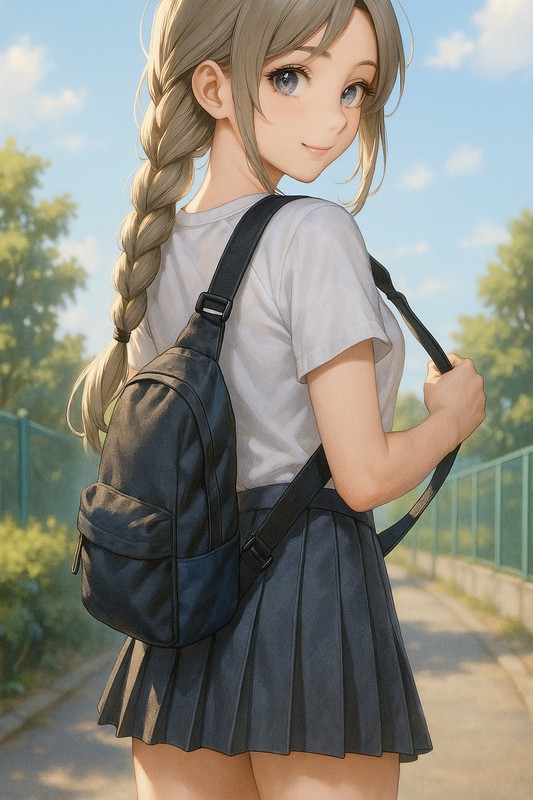 スリングバッグの美少女のプロンプト紹介|AIイラスト