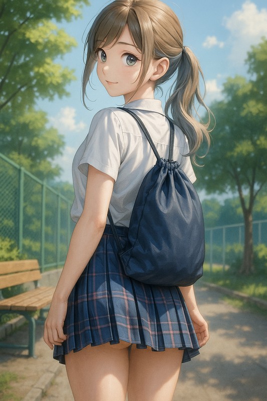 ドローストリングバッグの美少女のプロンプト紹介|AIイラスト