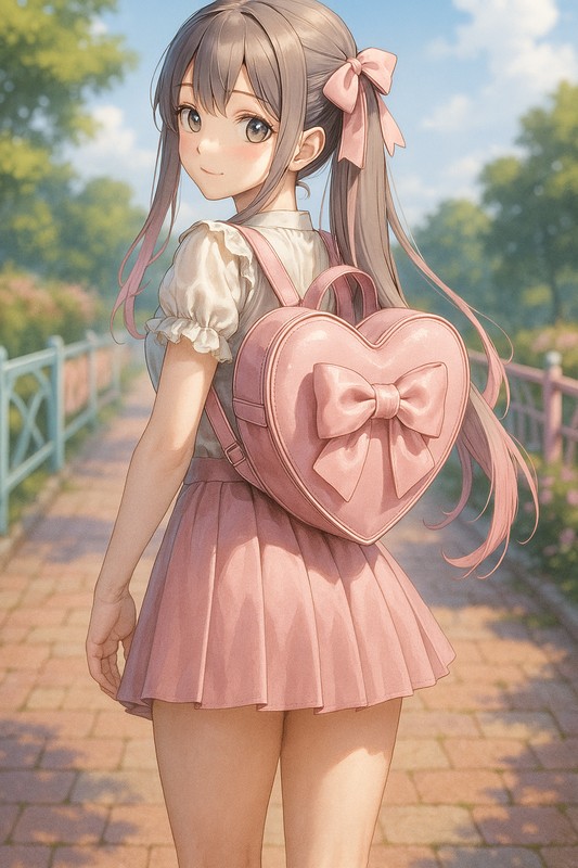 ハート型バッグの美少女のプロンプト紹介|AIイラスト