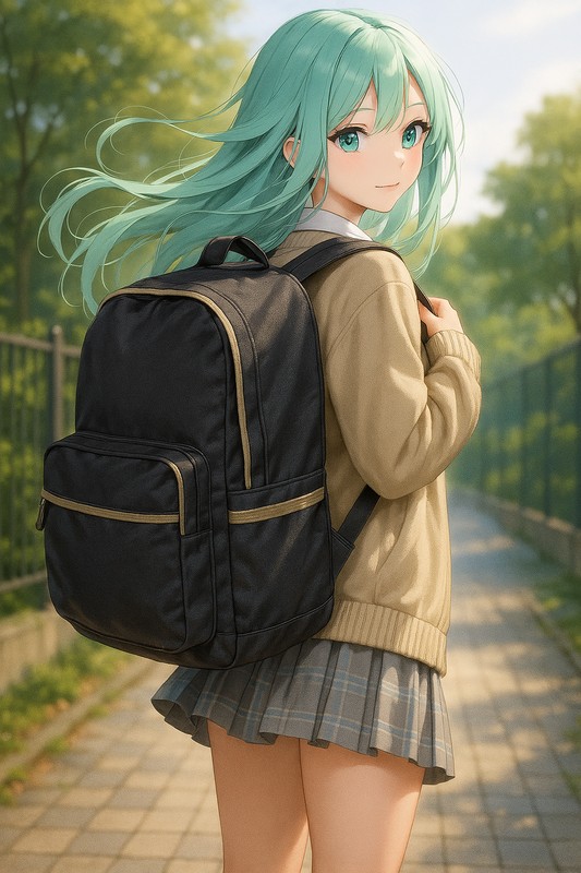 オーバーサイズリュックの美少女のプロンプト紹介|AIイラスト