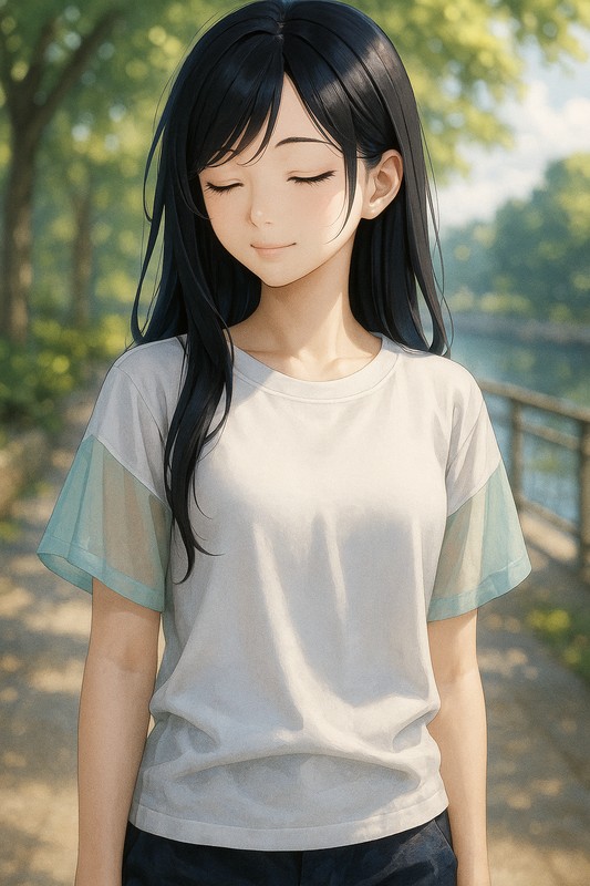 目を閉じている美少女のAIイラストの作例-1