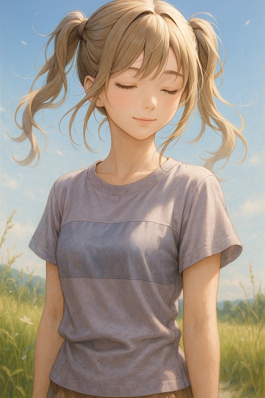 目を閉じている美少女のAIイラストの作例-2