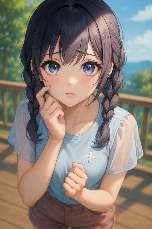 上目遣いの目線の美少女のAIイラスト作例-2
